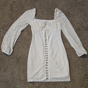 chinese dress ladies Ti Amo Lace Bust Long Sleeve Mini Dress White main image 1